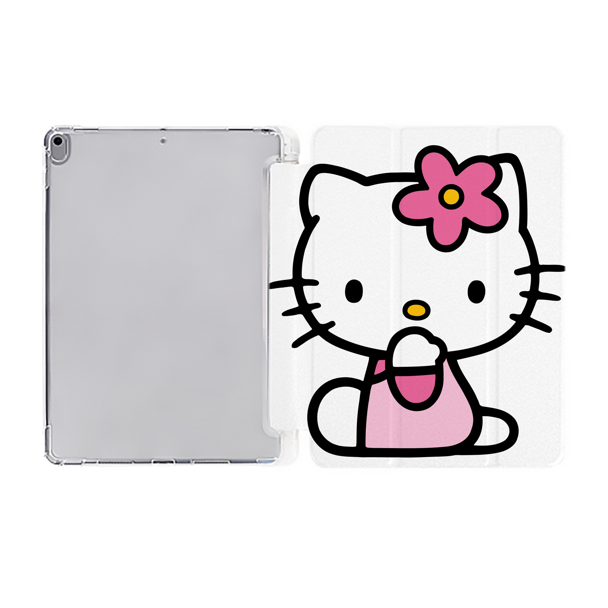 （画像用） Hello Kitty ハローキティ IPad ケース ペン収納付き 三つ折りスタンド PUレザー×シリコン 対応機種9.5/10.5/10.9インチ